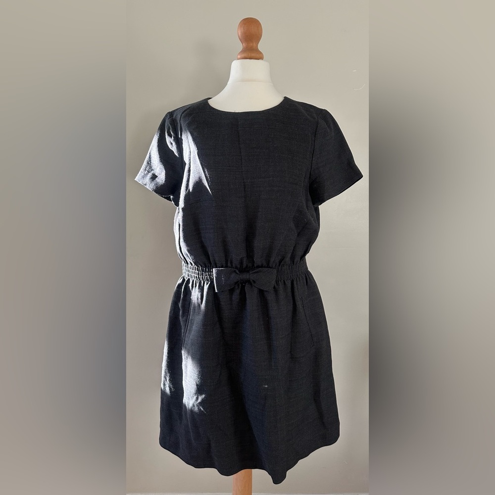NW3 by Hobbs gray wool dress with bow waist and pockets size UK 12/US M